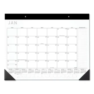 AT-A-GLANCE® Contemporary Monthly Desk Pad, 22 x 17, White Sheets, Black Binding/Corners, 12-Month (Jan to Dec), 2025