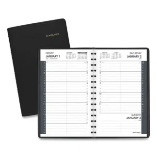 AT-A-GLANCE Daily Appointment Book with 15-Minute Appointments, One Day/Page, Monday to Sunday, 8" x 5", Black Cover, 12-Month (Jan-Dec) 2025