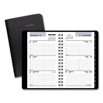 AT-A-GLANCE® DayMinder Weekly Pocket Appointment Book with Telephone/Address Section, 6 x 3.5, Black Cover, 12-Month (Jan to Dec): 2025