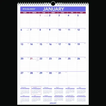 AT-A-GLANCE® Erasable Wall Calendar, 12 x 17, White Sheets, 12-Month (Jan to Dec): 2025