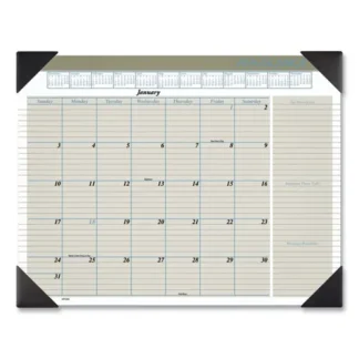 AT-A-GLANCE® Executive Monthly Desk Pad Calendar, 22" x 17", White, Black Corners, 12-Month (Jan-Dec), 2025