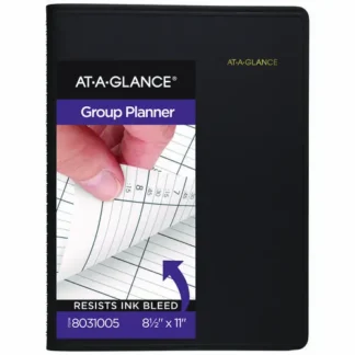 AT-A-GLANCE® Four-Person Group Undated Daily Appointment Book, Black Cover, 12-Month