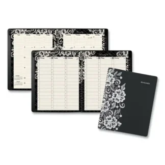 AT-A-GLANCE® Lacey Weekly Block Format Professional Appointment Book, 13-Month, Jan 2025 - Jan 2026, 11" x 8.5", Black/White
