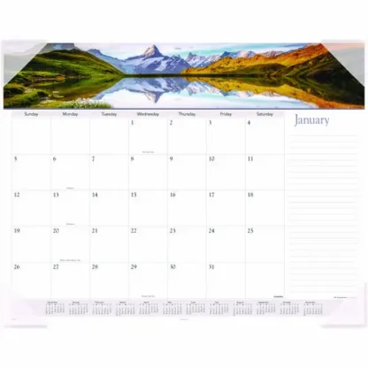 AT-A-GLANCE® Landscape Panoramic Desk Pad, Landscapes Photography, 22 x 17, White Sheets, Clear Corners, 12-Month (Jan to Dec): 2025