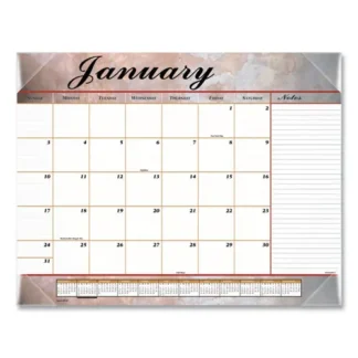 AT-A-GLANCE® Marbled Desk Pad, Marbled Stone Artwork, 22 x 17, White/Multicolor Sheets, Clear Corners, 12-Month (Jan to Dec): 2025