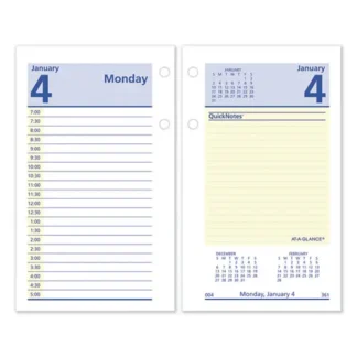 AT-A-GLANCE® QuickNotes Desk Calendar Refill, 3.5 x 6, White/Yellow/Blue Sheets, 12-Month (Jan to Dec): 2025