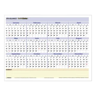 AT-A-GLANCE® QuickNotes Mini Erasable Wall Planner, 16 x 12, White/Blue/Yellow Sheets, 12-Month (Jan to Dec): 2025