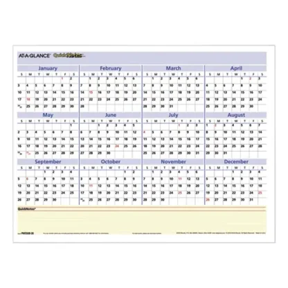 AT-A-GLANCE® QuickNotes Mini Erasable Wall Planner, 16 x 12, White/Blue/Yellow Sheets, 12-Month (Jan to Dec): 2025