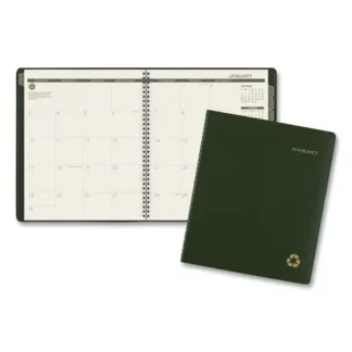 AT-A-GLANCE® Recycled Monthly Planner, 11 x 9, Green Cover, 13-Month: Jan 2025 to Jan 2026