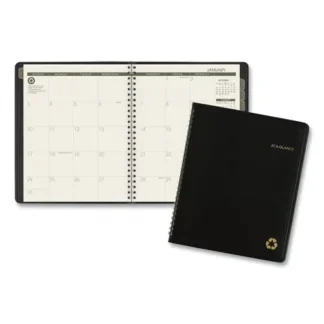 AT-A-GLANCE® Recycled Monthly Planner with Perforated Memo Section, 8.75 x 7, Black Cover, 12-Month (Jan to Dec): 2025