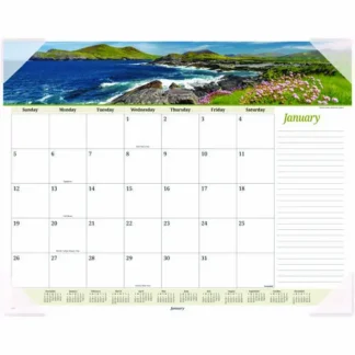 AT-A-GLANCE® Seascape Panoramic Desk Pad, 22 x 17, White, Clear Corners, 12-Month (Jan-Dec) 2025