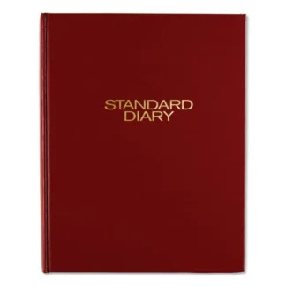 AT-A-GLANCE® Standard Diary Daily Diary, 2025 Edition, Medium/College Rule, Red Cover, 200 Sheets, 9.5" x 7.5"