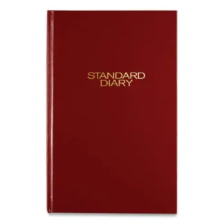 AT-A-GLANCE® Standard Diary Daily Diary, 2025 Edition, Wide/Legal Rule, Red Cover, 200 Sheets, 12 x 7.75 inches