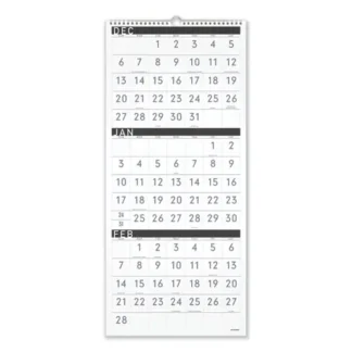 AT-A-GLANCE® Three-Month Reference Wall Calendar, Contemporary Artwork/Formatting, 12 x 27, White Sheets, 15-Month: Dec 2024 to Feb 2026