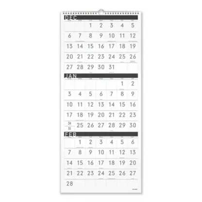 AT-A-GLANCE® Three-Month Reference Wall Calendar, Contemporary Artwork/Formatting, 12 x 27, White Sheets, 15-Month: Dec 2024 to Feb 2026