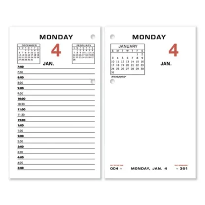 AT-A-GLANCE® Two-Color Desk Calendar Refill, 3.5 x 6, White Sheets, 12-Month (Jan to Dec): 2025