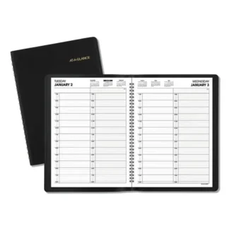 AT-A-GLANCE® Two-Person Group Daily Appointment Book, Black Cover, 12-Month (Jan to Dec), 2025