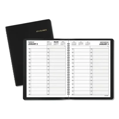 AT-A-GLANCE® Two-Person Group Daily Appointment Book, Black Cover, 12-Month (Jan to Dec), 2025
