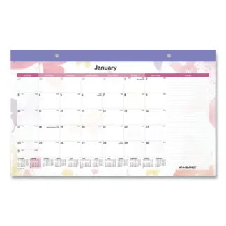 AT-A-GLANCE® Watercolors Monthly Desk Pad Calendar, Butterfly Artwork, 17.75 x 11, White Sheets, Purple Binding, 12-Month (Jan-Dec): 2025