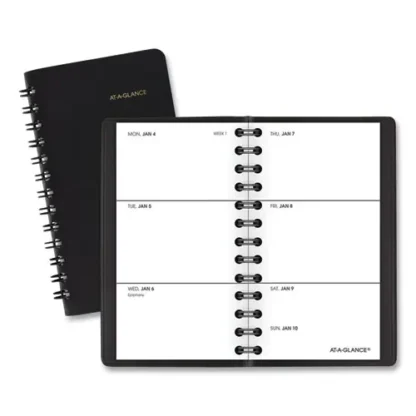 AT-A-GLANCE® Weekly Planner, 4.5 x 2.5, Black Cover, 12-Month (Jan to Dec): 2025