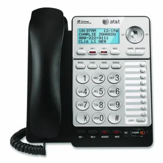 AT&T® ML17928 Two-Line Corded Speakerphone, Black/Silver