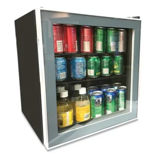 Avanti 1.6 Cu. Ft. Refrigerator/Beverage Cooler, Black/Platinum Trim, Glass Door