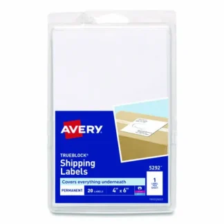 Avery® 4 x 6 Shipping Labels with TrueBlock Technology, Inkjet/Laser Printers, White, 20/Pack