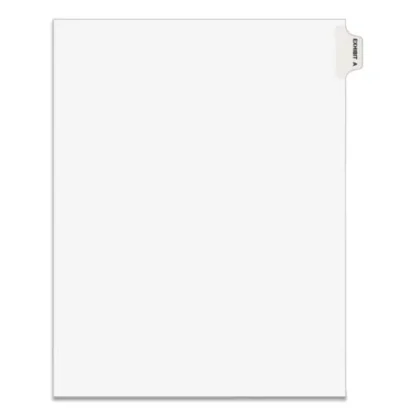 Avery® Avery-Style Preprinted Legal Side Tab Divider, 26-Tab, Exhibit A, 11 x 8.5, White, 25/Pack (1371)