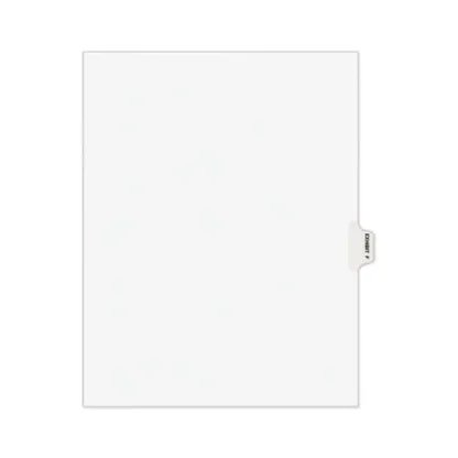 Avery® Avery-Style Preprinted Legal Side Tab Divider, 26-Tab, Exhibit F, 11 x 8.5, White, 25/Pack (1376)