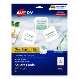 Avery® Clean Edge Square Cards, Inkjet Printable, 2.5" x 2.5", 180 Cards, 9 per Sheet, 20 Sheets/Pack