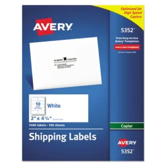 Avery® Copier Mailing Labels, Copiers, 2 x 4.25, White, 10/Sheet, 100 Sheets/Box