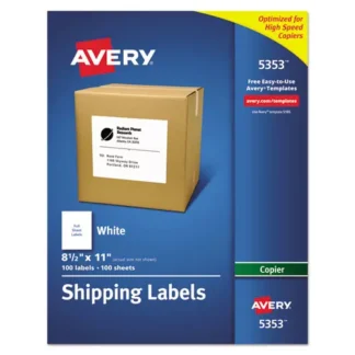 Avery® Copier Mailing Labels, 8.5 x 11, White, 100/Box