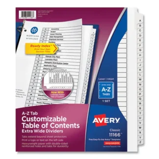Avery® Customizable TOC Ready Index Black and White Dividers, 26-Tab, A to Z, 11 x 9.25, 1 Set