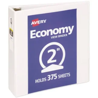 Avery® Economy View Binder with Round Rings, 3 Rings, 2" Capacity, 11 x 8.5, White (5731)