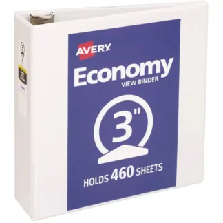 Avery® Economy View Binder with Round Rings, 3" Capacity, 3 Rings, 11 x 8.5, White (5741)