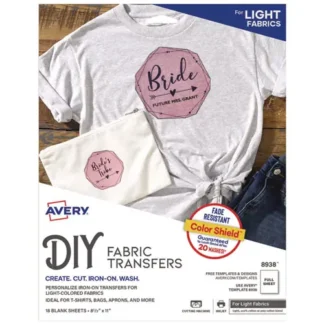 Avery® Fabric Transfers, 8.5 x 11, White, 18/Pack