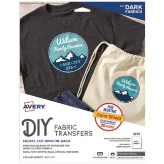 Avery® Fabric Transfers for Dark-Colored Fabrics, 8.5 x 11, White, 5/Pack