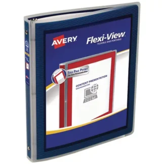 Avery® Flexi-View Binder with Round Rings, 0.5" Capacity, Navy Blue, 3 Rings, 11 x 8.5