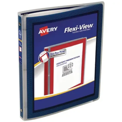 Avery® Flexi-View Binder with Round Rings, 0.5" Capacity, Navy Blue, 3 Rings, 11 x 8.5