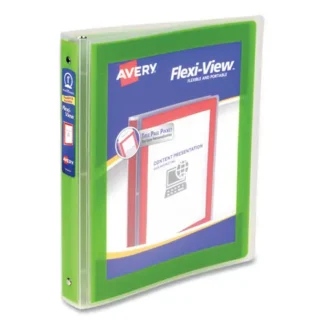 Avery® Flexi-View Binder with Round Rings, 3 Rings, 1" Capacity, 11 x 8.5, Green