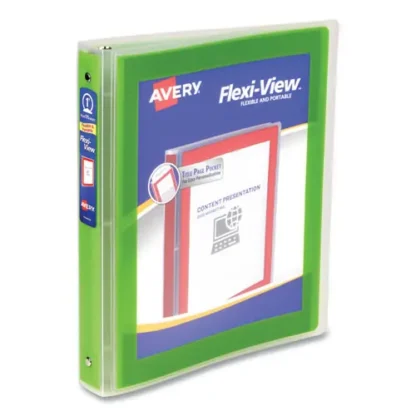 Avery® Flexi-View Binder with Round Rings, 3 Rings, 1" Capacity, 11 x 8.5, Green