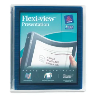 Avery® Flexi-View Binder with Round Rings, 1" Capacity, 3 Rings, 11 x 8.5, Navy Blue