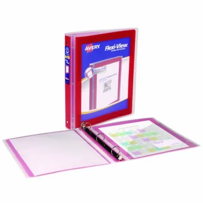 Avery® Flexi-View Binder with Round Rings, Red, 1" Capacity, 3-Ring, 11 x 8.5"