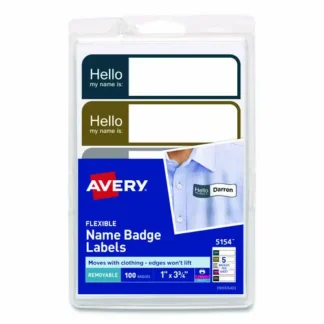 Avery® Flexible Self-Adhesive Mini Name Badge Labels, Hello, Assorted Colors, 100/Pack