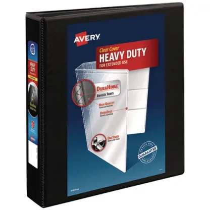 Avery® Heavy-Duty Non Stick View Binder with DuraHinge and Slant Rings, Black, 1.5" Capacity, 3 Rings, 11 x 8.5 (5400)