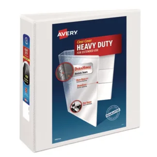 Avery® Heavy-Duty Non Stick View Binder with DuraHinge and Slant Rings, 3" Capacity, 3 Rings, 11 x 8.5, White (5604)