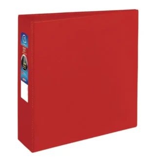 Avery® Heavy-Duty Non-View Binder with DuraHinge and Locking One Touch EZD Rings, 3" Capacity, 3 Rings, 11 x 8.5, Red