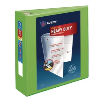 Avery® Heavy-Duty View Binder with DuraHinge and Locking One Touch EZD Rings, 3" Capacity, 3 Rings, 11 x 8.5, Chartreuse