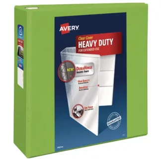 Avery® Heavy-Duty View Binder with DuraHinge and Locking One Touch EZD Rings, 3-Ring, 4" Capacity, 11 x 8.5, Chartreuse