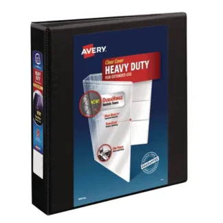 Avery® Heavy-Duty View Binder with DuraHinge and One Touch EZD Rings, 3 Rings, Black, 1.5" Capacity, 11 x 8.5 inches